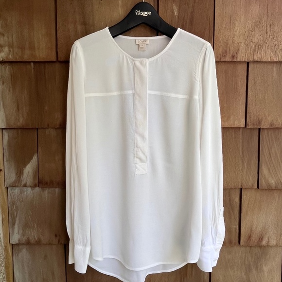 J. CREW Ivory White Long Sleeve Blouse Top Sz S Relaxed Fit - Picture 1 of 11